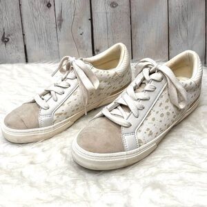 A New Day Madison Sneakers Animal Print Faux Suede White Tan 9.5